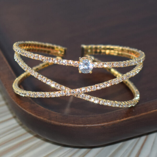 Wholesale Stylish Bridal Rhinestone Cross Open Bangle Bracelet Women S Jewelry Accessory Gift Boutique Resale