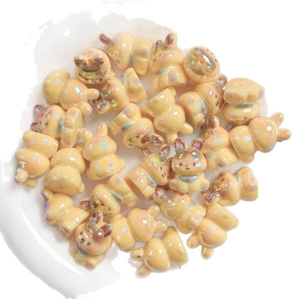 Wholesale Cute Bear and Rabbit Resin Beads UV Plated DIY Phone Charm Keychain Fashion Accessory