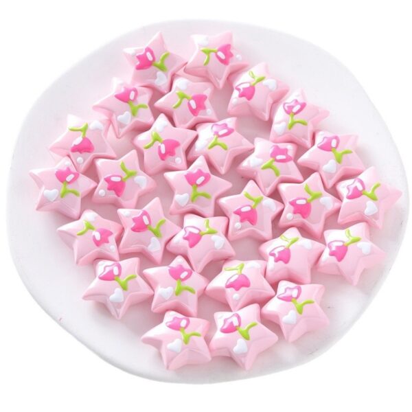 oly-cc3d17a2d62cfd2fbad70c4ddebd9882 Wholesale Hand-Painted Acrylic Pink Star Beads with Back Hole for DIY Phone Charm Hair Tie Jewelry Making