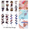 Wholesale 2/8/16pcs Halloween Skull Skeleton Dark Girl Spooky Print Pen and Bookmark Stickers UV DTF Wraps OLY Exclusive