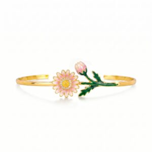Light pink sunflower open bracelet