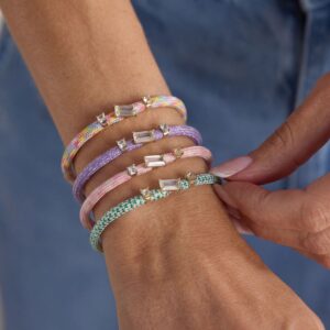 Wholesale Copper Electroplated Rainbow Gradient Braided Rope Bracelet With Zircon Fashion Jewelry Accessory For Women