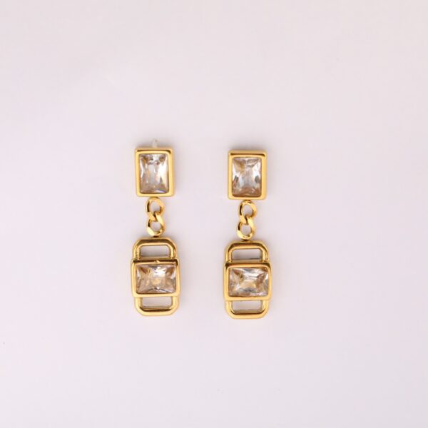 oly-cca66e0779c88cf34f6b3f155aec5d77 Wholesale French Style Stainless Steel Electroplated And Pink Diamond Square Ear Studs Party Jewelry Accessory