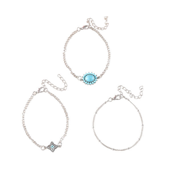 Wholesale Vintage Bohemian Imitation Turquoise Bracelet 3 Pack Zinc Alloy Fashion Accessory For Gift And Everyday Wear