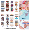 Wholesale 2/8/16pcs Tiger Skull Rose Lady Figure Daisy & Sport Cartoon Print Pen and Bookmark Stickers UV DTF Wraps OLY Exclusive