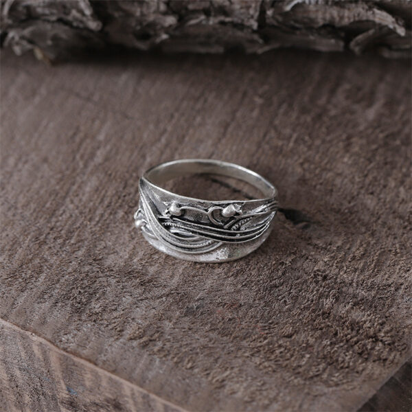 oly-cd193f8b827346ac4b4c254a9df520c6 Wholesale Vintage Geometric Pattern Ring Antique Silver Zinc Alloy Unisex Jewelry Accessory For Boutique Resale