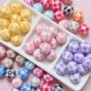 oly-cd1c57321b94a70142e4331c229ca365 Wholesale Acrylic Checkered Beads 16mm Light Purple for DIY Jewelry Making Phone Charm Bracelet Necklace Craft Supply