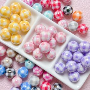 Wholesale Acrylic Checkered Beads 16mm Light Purple for DIY Jewelry Making Phone Charm Bracelet Necklace Craft Supply