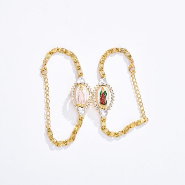 oly-cd2541d8334841e2ac8980ea3ca57db7 Wholesale Religious Hip Hop St Jude Virgin Mary Bracelet Electroplated Metal With Red Accent Fashion Jewelry Accessory For Gift Boutique Resale