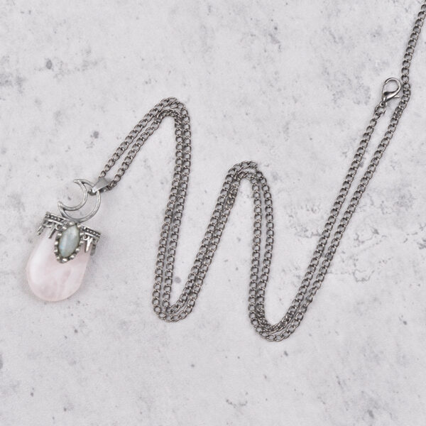 oly-cdab3f6482f2674b1e41dd42067ac857 Wholesale Trendy Retro Moon Oval Pink Crystal Pendant Necklace Chic Long Chain Jewelry For Gift And Daily Wear