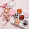 oly-cdf51cb03a3ac9532170c761d9baa167 Wholesale Checkerboard Acrylic Round Beads Coffee Color DIY Jewelry Making Bag Charm Keychain Phone Accessories
