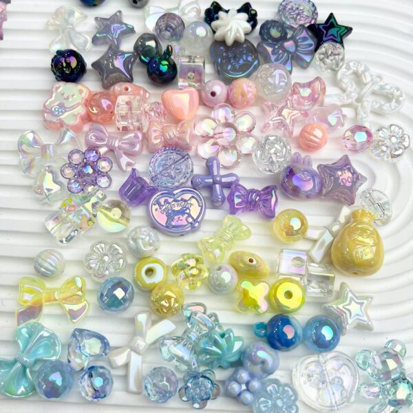 Wholesale Electroplated Acrylic Loose Beads Mixed Silver Styles DIY Jewelry Making Kit for Phone Chains and Necklaces