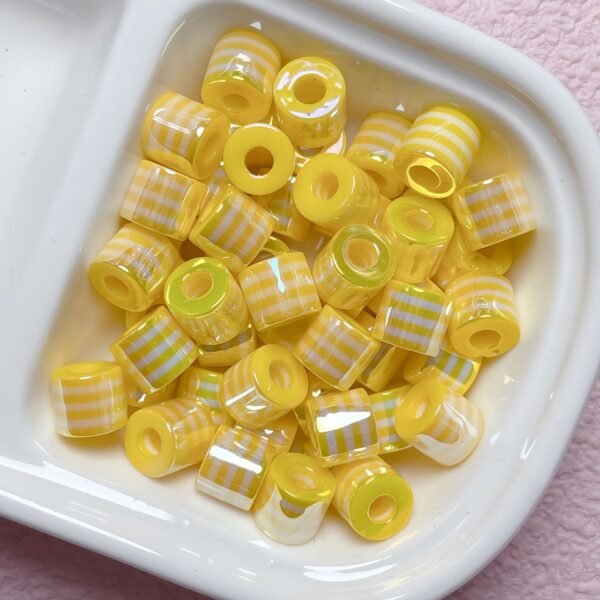 Wholesale Rainbow Stripe Cylindrical Resin Barrel Beads Electroplated Plastic Loose Beads for DIY Bracelet Jewelry Making Craft and Gift Accessory