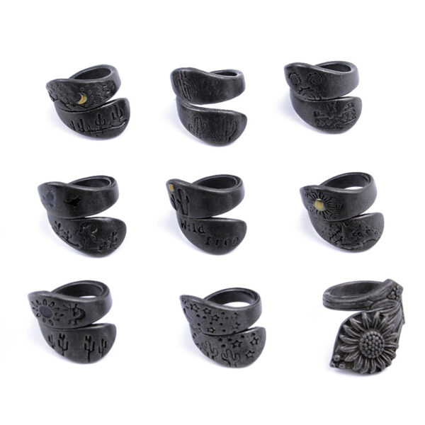 Wholesale Antique Finish Zinc Alloy Unisex Stacking Rings 9 Piece Set For Everyday Wear Boutique Resale