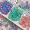 oly-ce2d21f21cf71410704166277bc94a99 Wholesale 16mm Acrylic Burst Floral Two Color Gradient Square Large Hole Loose Beads for DIY Phone Charm Jewelry Making Fashion Accessory Gift
