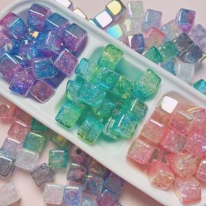 oly-ce2d21f21cf71410704166277bc94a99 Wholesale 16mm Acrylic Burst Floral Two Color Gradient Square Large Hole Loose Beads for DIY Phone Charm Jewelry Making Fashion Accessory Gift