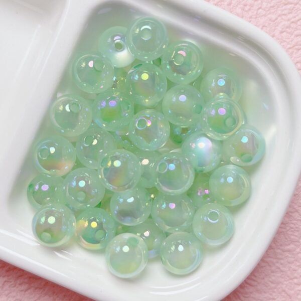 oly-ce5316e5a7d649540f0e55ed7c2f5a0d Wholesale Jelly Cat Eye Acrylic Loose Beads 8mm Light Green UV Plated Trendy DIY Phone Chain Jewelry Accessory