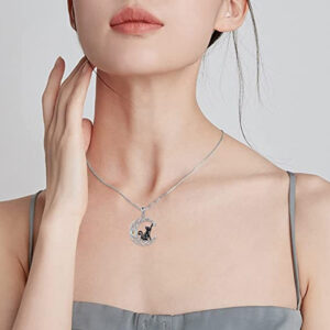 oly-ce7a6e2bab06d75012e9cf0f222259c0 Wholesale Cute Cat Moonstone Pendant Necklace For Women Silver Tone Alloy Chain Fashion Jewelry Accessory Everyday Layering Piece