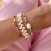 oly-cefe1162888cea737111ba9beebd6543 Wholesale Chic Flesh Pink Bead Bracelet Geometric Design Stainless Steel Jewelry Accessory For Boutique Resale