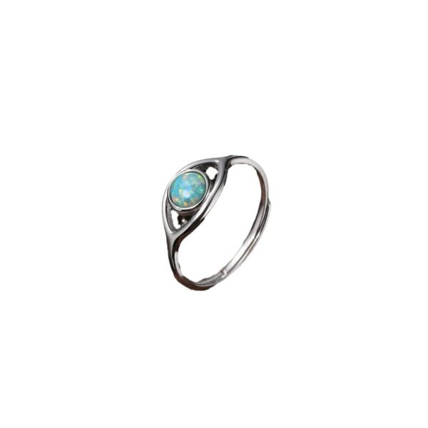 Wholesale Evil Eye Opal Ring Electroplating Copper Adjustable Women S Boutique Resale Jewelry Accessory