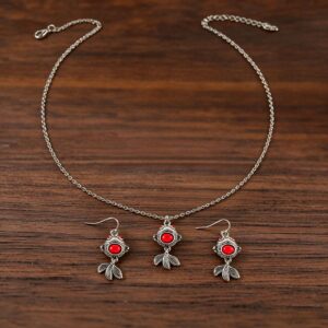 Koi pendant necklace and earrings set