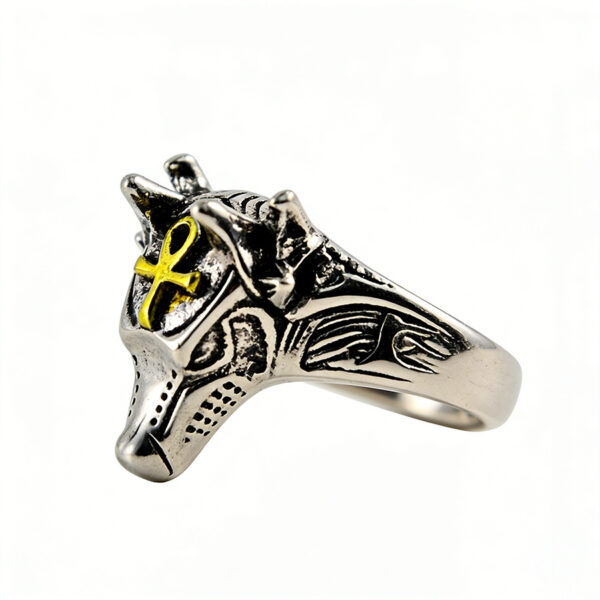 oly-cf90606c5f139eb252546b8a59972fbe Wholesale Retro Anubis Wolf Head Men S Ring Egyptian Style Open Adjustable Band Zinc Alloy Silver Jewelry Gift