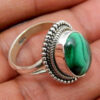 Wholesale Trendy Vintage Ethnic Green Malachite Ring Ancient Silver Tone Alloy Jewelry Fashion Accessory For Boutique Resale