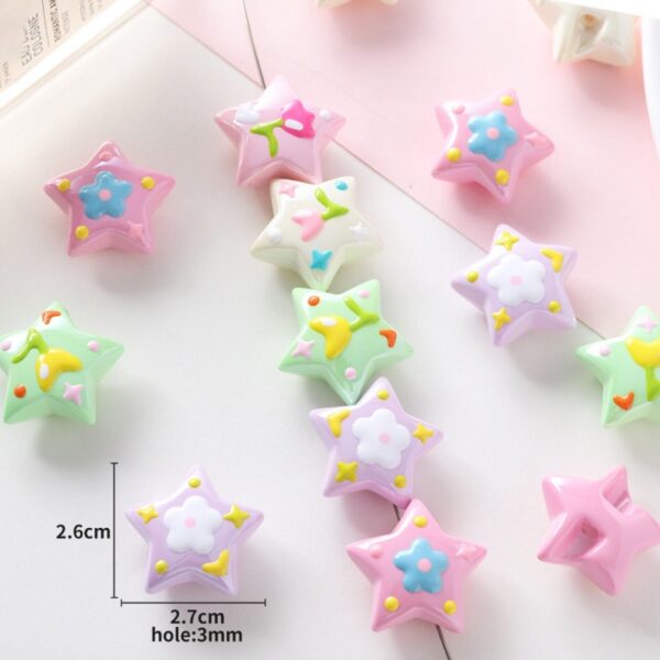 oly-cfe77c29f150cf8925161e54e11feddc Wholesale Hand-Painted Acrylic Pink Star Beads with Back Hole for DIY Phone Charm Hair Tie Jewelry Making