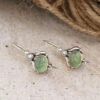 Wholesale Retro Bohemian Oval Green Synthetic Gemstone Pendant Earrings Silver Tone For Party Wear Fashion Accessory