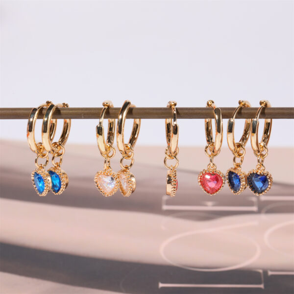 oly-d10106322fbdd8c0e2c0035d6332ed6e Wholesale European Style Heart Shaped 12 Birthstone Earrings Copper Electroplated Fashion Jewelry Gift