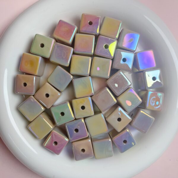 oly-d13077c52fde12921c2781c3a9174418 Wholesale 14mm UV Plated Colorful Shell Square Acrylic Loose Beads for DIY Phone Chain Hair Tie Jewelry Making Fashion Accessory