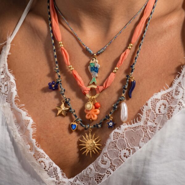 oly-d16b20d18f8f230fc4d3e302691cdfaa Wholesale Summer Beach Starfish Pearl Heart Pendant Necklace Colorful Rope Chain Stainless Steel Jewelry Accessory