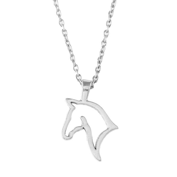 Wholesale Ancient Silver Hollow Horse Head Pendant Necklace Punk Style Fashion Jewelry