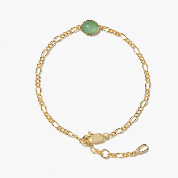 oly-d20275787799951ffe1f794e7fc9065a Wholesale Green Aventurine Bracelet For Women Gold Tone Copper Figaro Chain Fashion Jewelry Accessory Boutique Resale