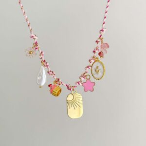 Sun pink rope necklace