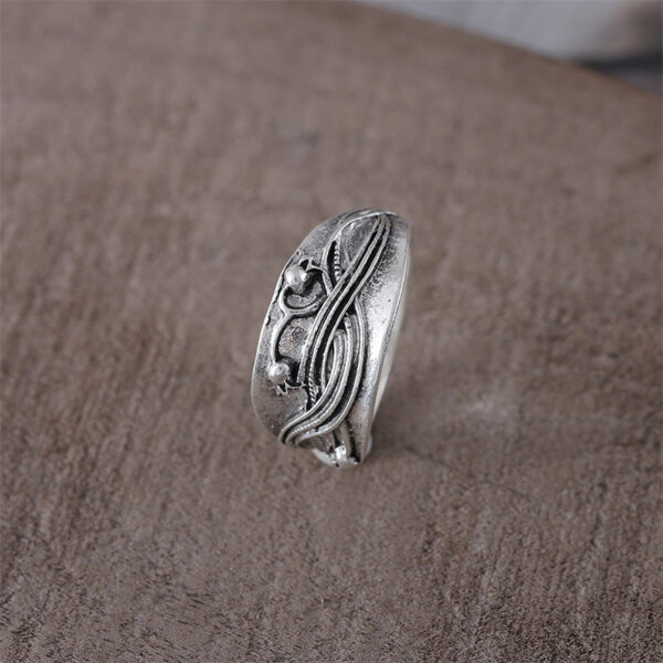 oly-d2731c1bc755e6c811b0228513ac5533 Wholesale Vintage Geometric Pattern Ring Antique Silver Zinc Alloy Unisex Jewelry Accessory For Boutique Resale