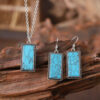 Wholesale Bohemian Geometric Turquoise Pendant Earring And Necklace Set Zinc Alloy Jewelry For Boutique Resale And Party Wear
