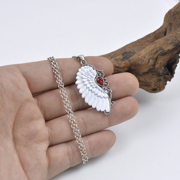 oly-d2bc5f867238723855a79f7ea5fceb8c Wholesale Zinc Alloy Antique Silver Angel Wings Ruby Red Pendant Necklace Women S Boutique Resale Jewelry
