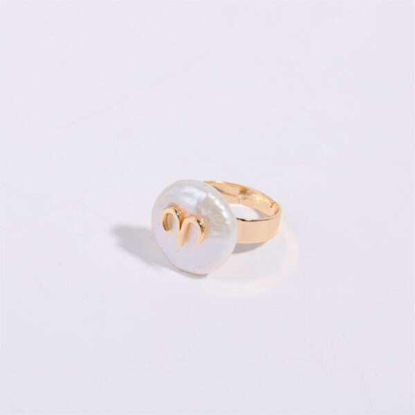 oly-d36fdf2fa0640e976e5fd2e0b04aaf82 Wholesale Stylish 12 Zodiac Constellation Ring Irregular Pearl Copper Adjustable Band Everyday Jewelry Accessory