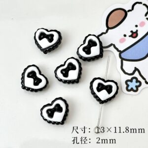 15-black bow heart / Sold by the piece