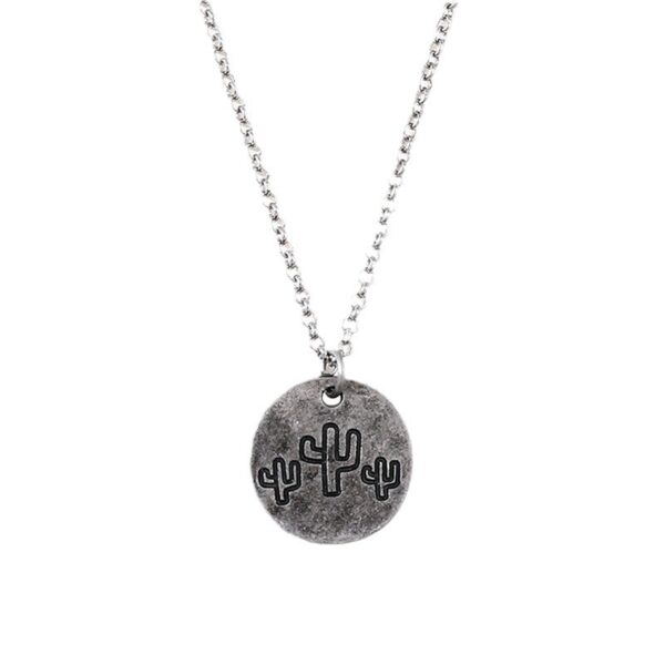 Wholesale Trendy Cactus Pendant Necklace Antique Silver Zinc Alloy Fashion Accessory