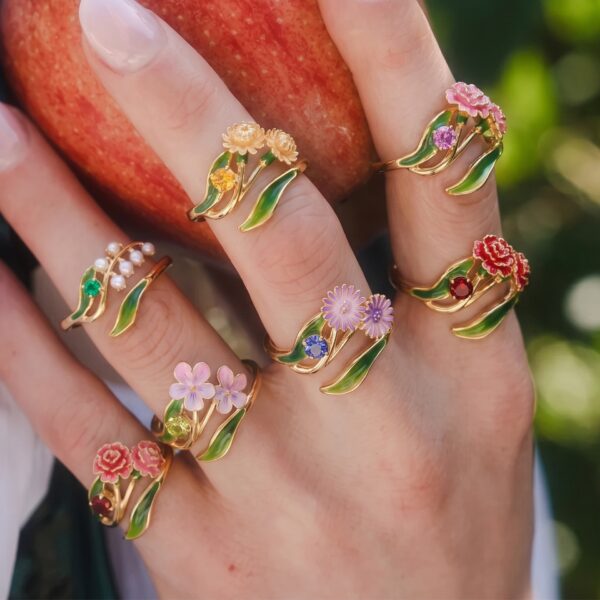 Wholesale Tulip Flower Open Ring Forest Copper Electroplated Fashion Jewelry Gift For Women