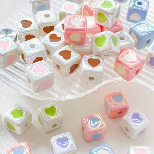 oly-d3f4c443196a05336da00f208816d585 Wholesale Black and White Square Love Acrylic Loose Beads for DIY Jewelry Making Fashion Accessory Gift