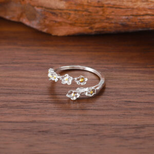 Wholesale Zinc Alloy Antique Silver 3D Floral Adjustable Unisex Rings Best Friend Pair For Boutique Resale