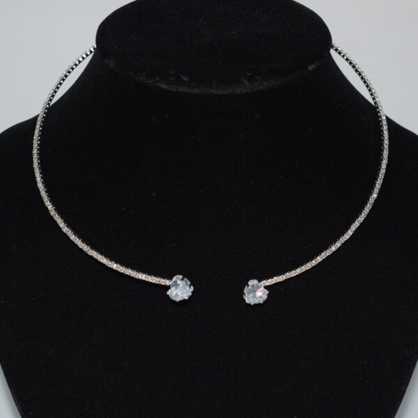 oly-d45dcda17dfc070582f4aa8d0b9b49a4 Wholesale Heart Zircon Crystal Jewelry Set Silver Tone Bridal Choker Necklace Bracelet Earrings Party Wear Gift For Boutique Resale