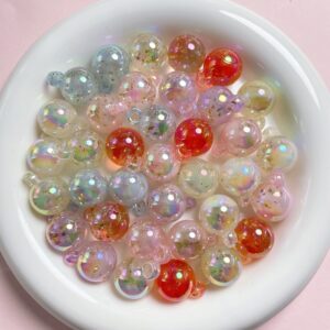 oly-d4634b9f8269130837e637108f625cf8 Wholesale Acrylic Luminous Gold Foil Cloud Mist Round Beads for DIY Grape Bunch Car Hanging Charm Jewelry Making Gift Boutique Resale