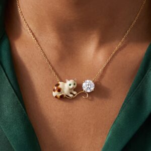 Cat Right Round Diamond Necklace