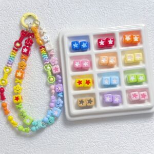 oly-d496794d932703af6b1140133fe61fa4 Wholesale Pink Acrylic Star Square Beads for DIY Phone Charm Keychain Jewelry Making Boutique Gift Craft Supplies