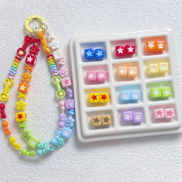 oly-d496794d932703af6b1140133fe61fa4 Wholesale Pink Acrylic Star Square Beads for DIY Phone Charm Keychain Jewelry Making Boutique Gift Craft Supplies