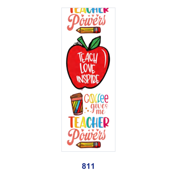 Wholesale 2/8/16pcs Teacher Slogan Floral Leopard & Sport Ball Print Pen and Bookmark Stickers UV DTF Wraps